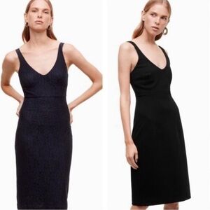 Aritzia Babaton Marsden starboard /black Midi Navy Blue Dress